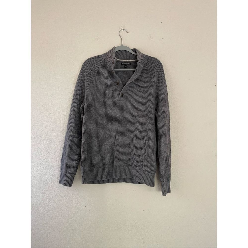 Banana republic mens extra fine merino wool knit Henley sweater size large‎